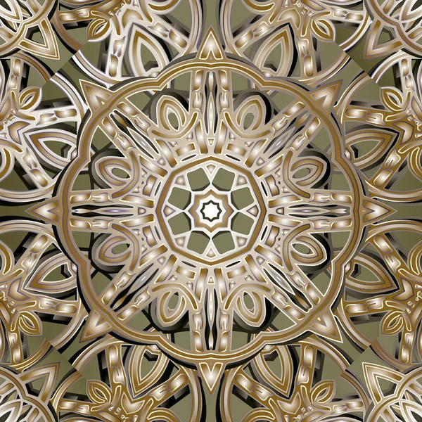阿拉伯风格的植物载体无缝图案 华丽的阿拉伯背景 五彩缤纷的重复华丽的背景 抽象的几何图案设计 古老而复杂的对称饰物 — 图库矢量图片