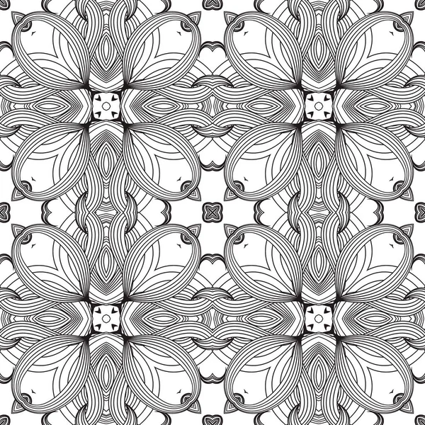 Floral Lines Seamless Pattern Vector Ornamental Modern Background Repeat Symmetric — Stock Vector