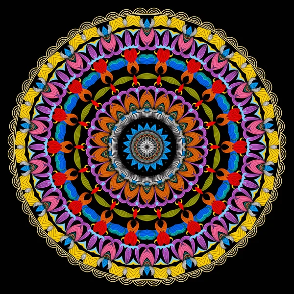 꽃무늬 Vector Ornamental Mandala Background 민족적 스타일 배경이다 동그란 레이스 — 스톡 벡터