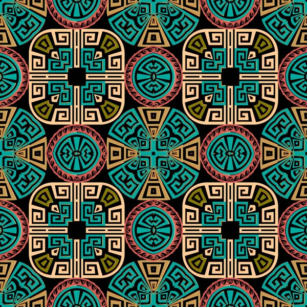 幾何学的現代ベクトルシームレスパターン 要約部族の民族スタイルの背景 カラフルな背景を繰り返します ギリシャのフレーム ギリシャ語のキーは幾何学的なエレガントな装飾を意味する — ストックベクタ