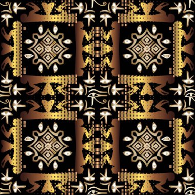 Mısır 'ın kusursuz deseni. Soyut şekilleri, hiyeroglifleri, sembolleri, işaretleri olan Afrika kabilesinin etnik vektör geçmişi. Geometrik yarım ton noktalı dizayn kumaş, parmak izi, tekstil için. Grunge dokusu.