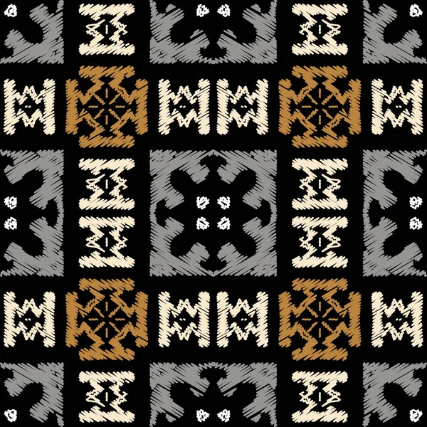 Modèle Sans Couture Texturé Égyptien Origine Vectorielle Tapisserie Ethnique Tribale — Image vectorielle