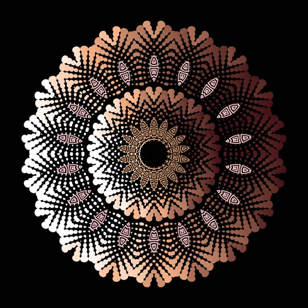 Květinová Řecká Vektorová Mandala Vzor Abstraktní Pozadí Tečkovanými Květy Polotóny — Stockový vektor