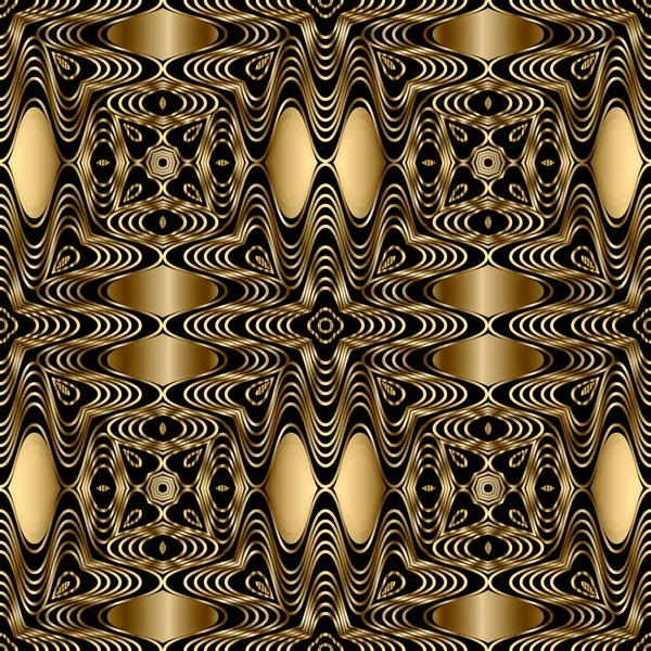 Oro Líneas Patrón Sin Costura Línea Arte Modelado Fondo Abstracto — Vector de stock