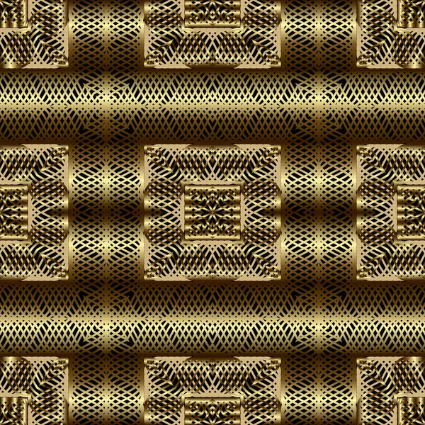 Золотые Линии Безseamless Узор Линия Искусства Узор Декоративные Сетки Фона — стоковый вектор