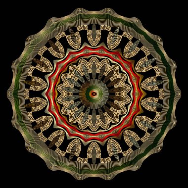 Çiçek çizgileri mandala deseni. Vektör süsleme arka planı. Arkaplan desenli. Çizgi sanatı, modern yuvarlak 3D süs. Soyut dantel çiçekler, çerçeveler, çizgiler, daireler, şekiller, çizgiler. Yunan anahtar çeviricileri.