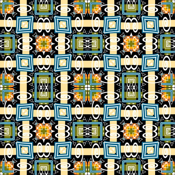 꽃없는 부족의 민족들은 뒤에서 라미드 스타일의 사각형 장식적 디자인의 프린트 — 스톡 벡터
