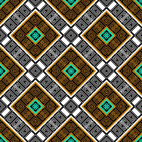 Geometrische Waffel Griechischen Seamles Muster Vetor Ornamentalen Eleganten Hintergrund Rautenrahmen — Stockvektor