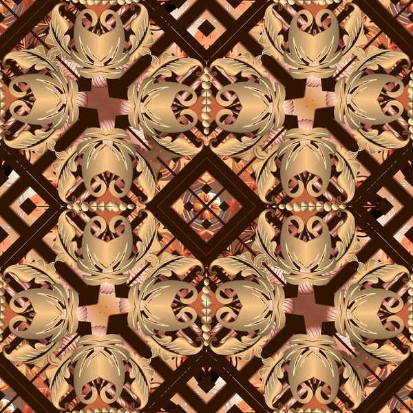 Nahtloses Muster Strukturierten Barockstil Moderne Abstrakte Geometrische Hintergrund Ornamentale Vektorkulisse — Stockvektor
