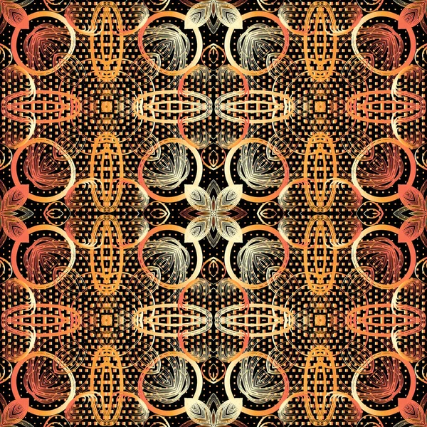 Halb Ton Florales Vektor Nahtloses Muster Texturierter Ornamentaler Hintergrund Farbenfrohe — Stockvektor
