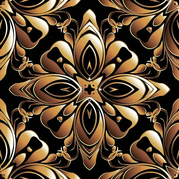 Baroque Motif Vectoriel Sans Couture Vieux Style Floral Damas Fond — Image vectorielle