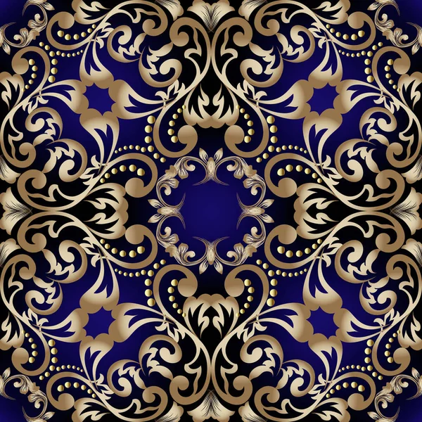 Золотой Барочный Узор Vector Luxury Pattern Background Цветочные Повторяют Декоративный — стоковый вектор