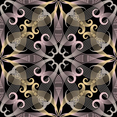 Girdap çizgileri pürüzsüz. Rengarenk bir arka plan. Etnik tarz dekoratif arka plan. Çiçek desenli el yapımı süs. Bağcıklı çiçekler, yapraklar, girdaplar, kıvrımlar, şekiller.