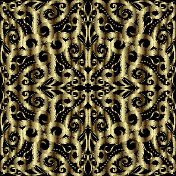 Gold Arabesque Seamless Pattern Гобелен Текстурированный Векторный Фон Повторяем Арабский — стоковый вектор