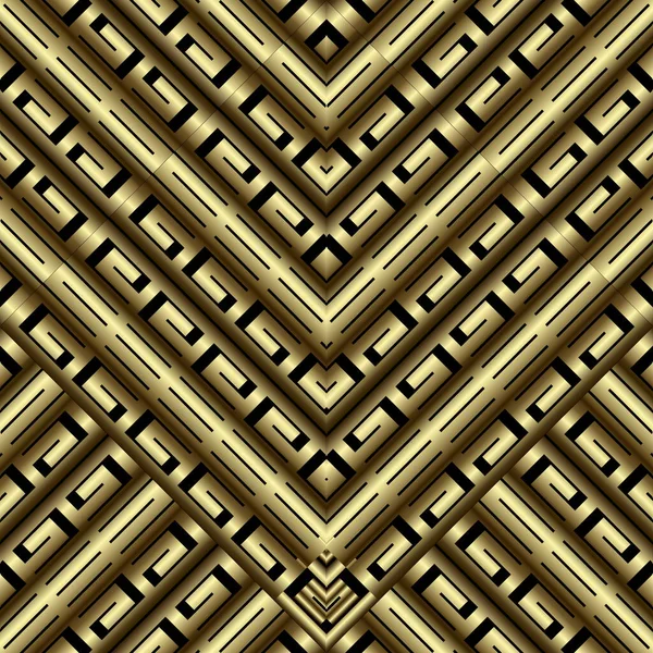 Gold Verzierte Griechische Nahtlose Muster Geometrischer Ornamentaler Vektorhintergrund Ethnischer Stammesstil — Stockvektor