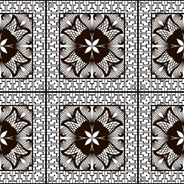 Patrón Sin Costura Blanco Negro Abstracto Fondo Cuadrados Ornamentales Vectoriales — Vector de stock