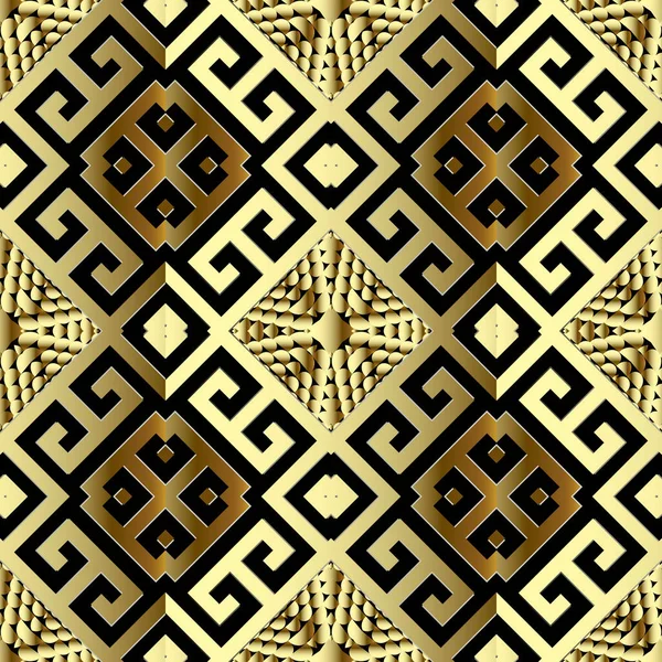 Gold Geometric Řecký Vektor Bezešvé Vzor Ozdobné Texturované Geometrie Pozadí — Stockový vektor