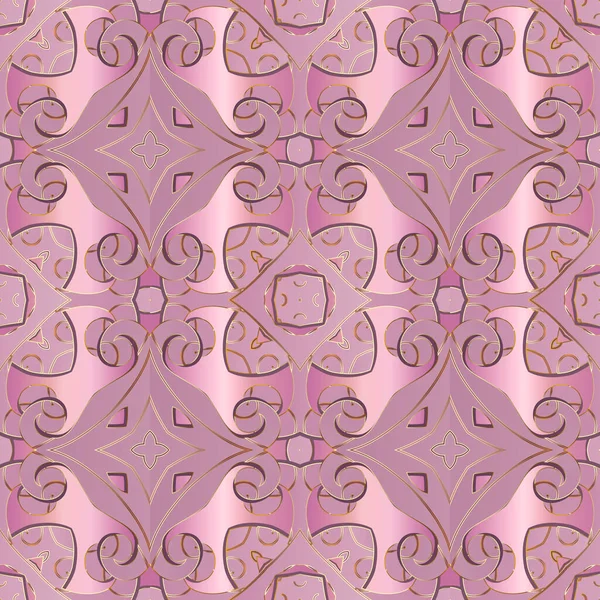 Florales Nahtloses Muster Ethnischer Stil Ornamentalen Vektor Hintergrund Schöne Rosa — Stockvektor