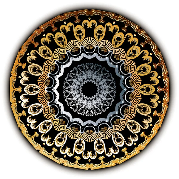 Modèle Mandala Vintage Vecteur Ornemental Grec Fond Floral Fond Baroque — Image vectorielle