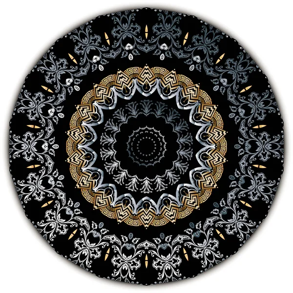 Vintage Mandala Muster Vector Ornamentalen Griechischen Floralen Hintergrund Gemusterte Barocke — Stockvektor