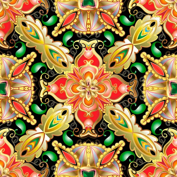 Style Ethnique Paisley Coloré Motif Sans Couture Beau Fond Floral — Image vectorielle