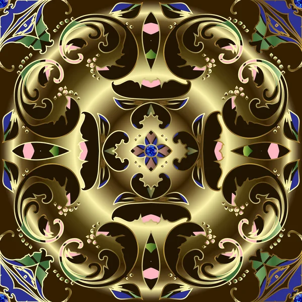 Bijoux Baroque Motif Sans Couture Vecteur Oenamental Fond Doré Répétez — Image vectorielle