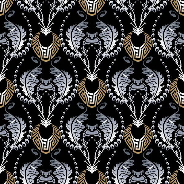 Patrón Barroco Floral Sin Costura Estilo Étnico Ornamental Fondo Griego — Vector de stock