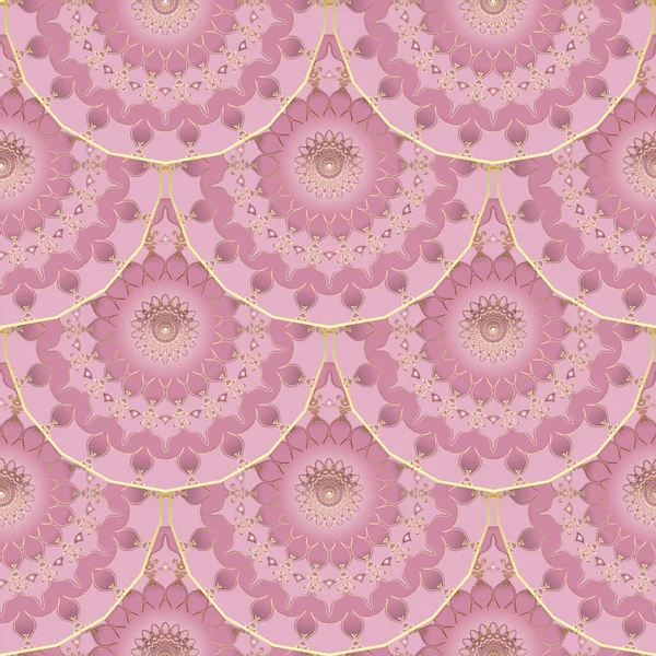 Mandalas Floraux Carrelés Motif Sans Couture Fond Déco Décoratif Couleur — Image vectorielle