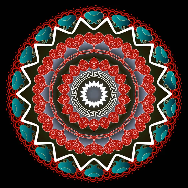 Floral Paisley Mandala Patroon Vector Griekse Sier Achtergrond Etnische Stijl — Stockvector