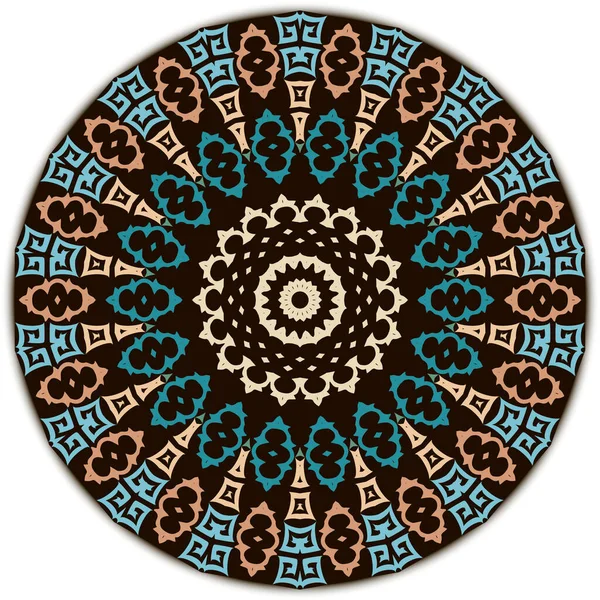 그리스둥근 만다라 전형적 스타일의 배경이다 패턴의 그리스의 도롱뇽 원뿔형 기하학적 — 스톡 벡터