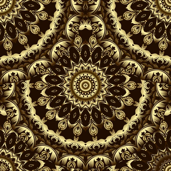 Золотой Барочный Круглый Трехмерный Узор Увы Декоративный Вектор Деко Фон — стоковый вектор