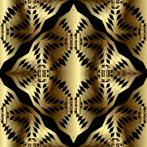 Gold Modern Seamless Pattern Black Vector Abstract Background Wallpaper Golden — Stock Vector