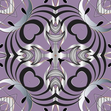 Süslü, çiçeksiz desen. Soyut vektör arka planı zenginleştirir. Renkli çizgiler, süsler. Çizgili sanat çiçekleri, yapraklar, kıvrımlar, şekiller. Dekoratif arka planı tekrarla. Kumaş, baskılar, duvar kağıtları için.