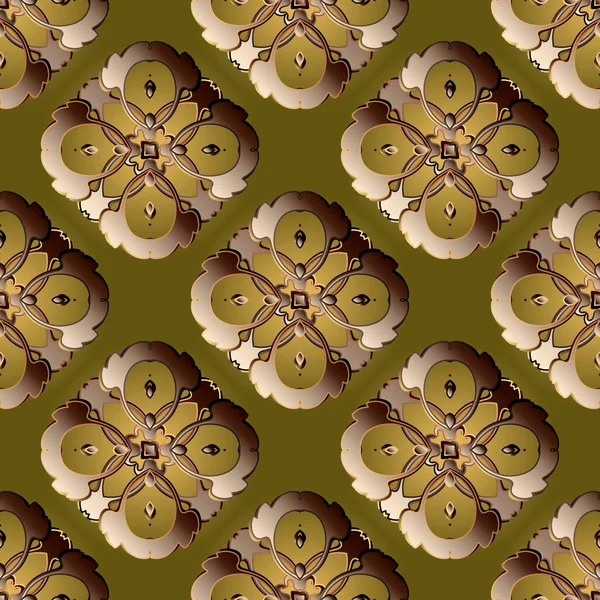 Barok stili 3d vektörü kusursuz desen. Klasik lüks arka plan. Süslü desenli çiçek tasarımı. Barok Viktorya tarzı güzel süsler. Sonsuz doku. Dekoratif arkaplanı tekrarla.