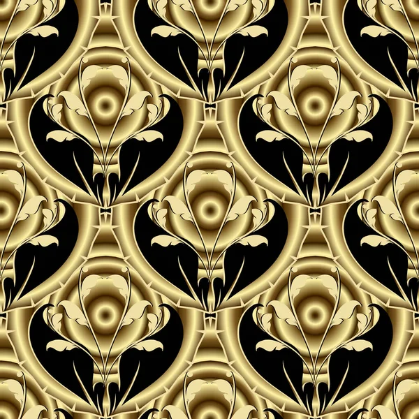 Oro Patrón Inconsútil Vintage Deco Ornamental Lujo Vector Fondo Repite — Vector de stock