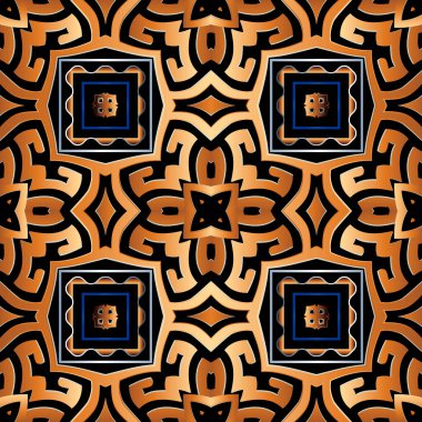 Yunan kabilesinin etnik tarzı kusursuz. Zarif vektör arkaplanı. Arka planı tekrar et. Eski geometrik süslemeler kare çerçeveler, çizgiler, soyut şekiller. Yunan anahtarı, daha vahşi. Modern dekoratif tasarım.