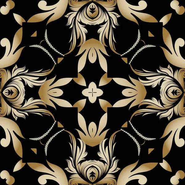 Patrón Inconsútil Vintage Floral Ornamental Vector Damasco Fondo Repita Fondo — Vector de stock