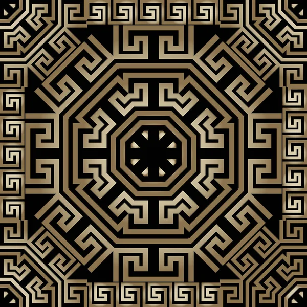 ギリシャのベクトルシームレスパターン 部族抽象的な背景を繰り返します ギリシャ語のキーは 民族スタイルの黄金の装飾を意味する 幾何学的な華やかなモダンなデザイン 豪華な表面幾何学的背景 フレーム — ストックベクタ