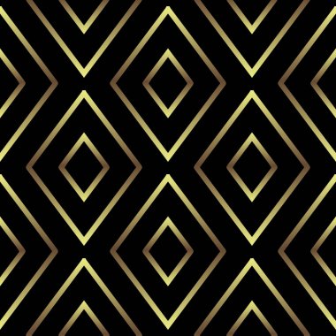 Altın çizgiler eşkenar dörtgen desenli. Geometrik süslemeli arkaplan. Modern vektör arkaplanını tekrarla. Geometrik çizgi sanat waffle stili Deco süsü. Güzel lüks tasarım. Sonsuz doku.