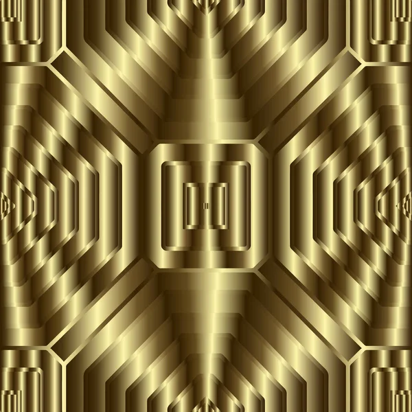 Aur Texturat Model Geometric Fără Sudură Ornamental Ornamental Fundal Auriu — Vector de stoc