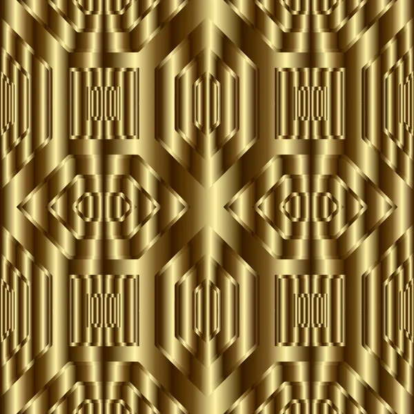 Ouro Texturizado Padrão Geométrico Sem Costura Ornamental Ornamentado Fundo Dourado — Vetor de Stock