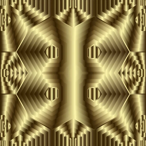 Goud Getextureerd Geometrische Naadloos Patroon Decoratieve Sierlijke Gouden Achtergrond Oppervlakte — Stockvector