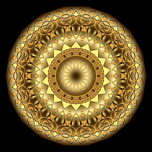Gold Barock Rund Mandala Muster Ornamental Deco Hintergrund Vintage Florale — Stockvektor