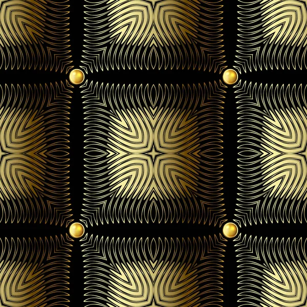 Goud Getextureerd Geometrische Naadloos Patroon Decoratieve Gouden Lijnen Vector Achtergrond — Stockvector