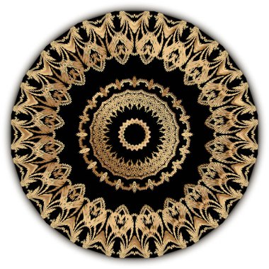 Duvar halısı çiçekli mandala desenli. Süslü desenli arka plan. Vektör arkaplanını tekrarla. Altın işlemeli Barok Şam tarzı süs. Antika işlemeli altın çiçekler, yapraklar. Grunge dokusu.