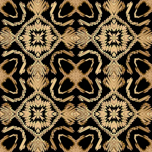 Patrón Sin Costura Floral Tapiz Fondo Negro Con Textura Ornamental — Vector de stock