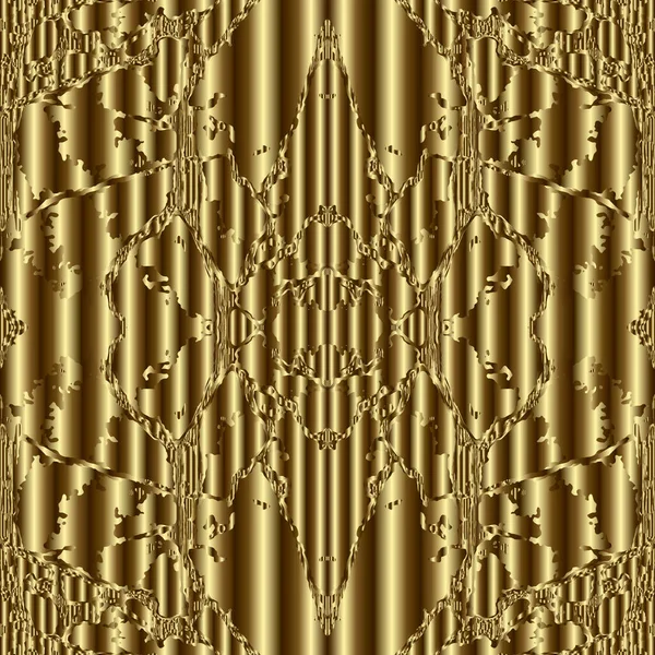 Ouro Texturizado Padrão Geométrico Sem Costura Ornamental Ornamentado Fundo Dourado — Vetor de Stock