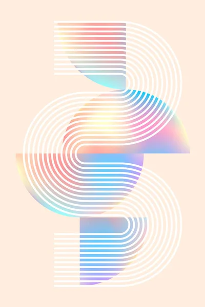 Soyut geometrik çizimler, renkli eğimli daireler ve açık arkaplanda akan beyaz eğri çizgiler. Poster veya arkaplan için modern minimalizm, canlı dijital tasarım