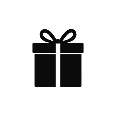 Beyaz arkaplanda izole edilmiş kurdele ile hediye kutusu silueti mevcut