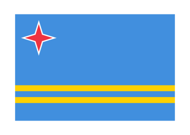 Şeffaf arkaplan üzerinde doğru renk ve oranına sahip Aruba 'nın ulusal bayrağı